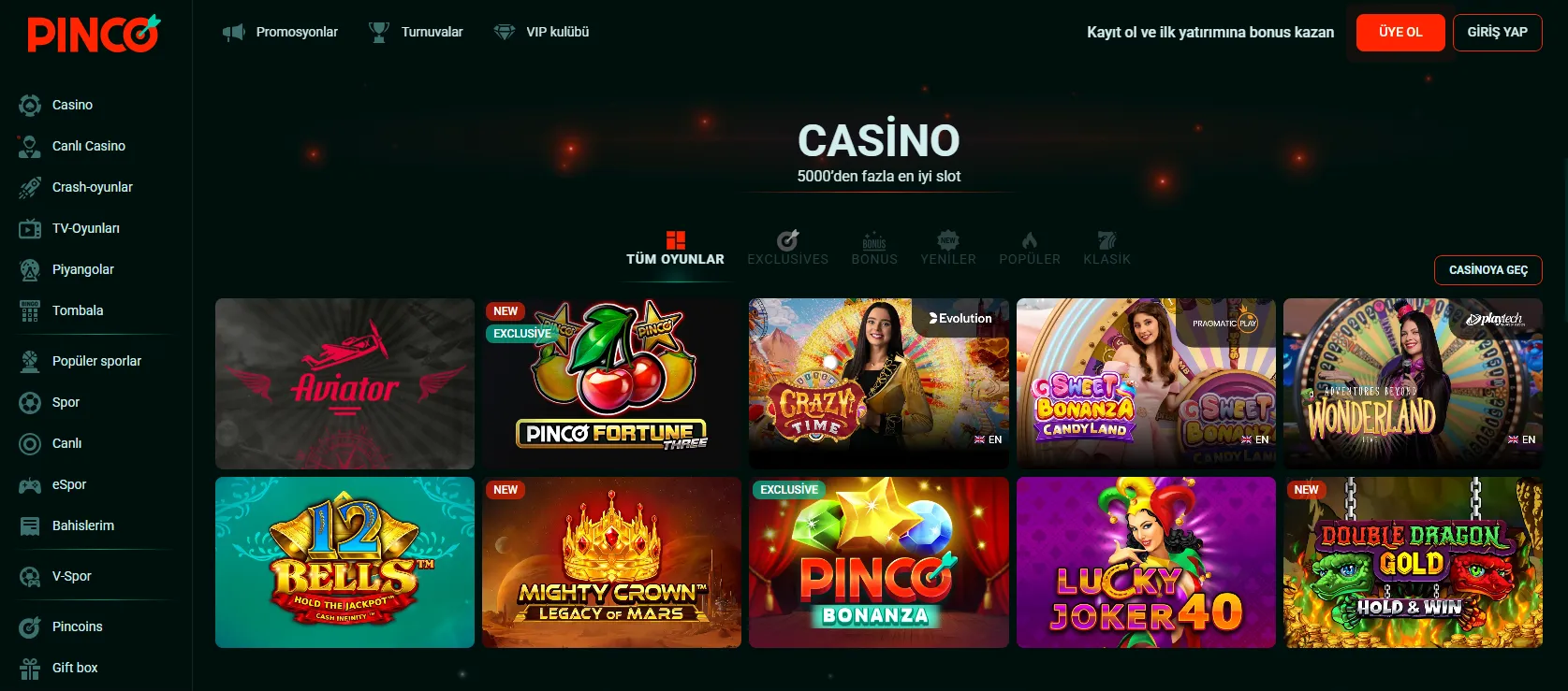 Pinco Casino App oyunları ve slotlar: çeşitlilik ve popüler oyunlar Pinco Casino App oyunları ve slotlar