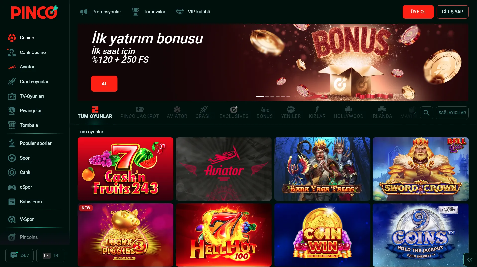 Pinco online casino oyun çeşitliliği: slotlar, canlı casino ve spor Pinco online casino oyun çeşitliliği